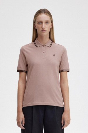 T Shirts Fred Perry G3600 Femme Rose Foncé | QFRWA10315