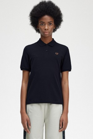 T Shirts Fred Perry G6000 Femme Bleu Marine | TFRPQ37085