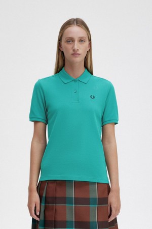 T Shirts Fred Perry G6000 Femme Menthe Foncé Noir | ZFRMJ61973