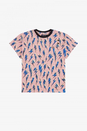 T Shirts Fred Perry Lightning Print Femme Blanche | GFREC44990