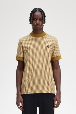 T Shirts Fred Perry Micro Chequerboard Homme Noir | YFRGT93163