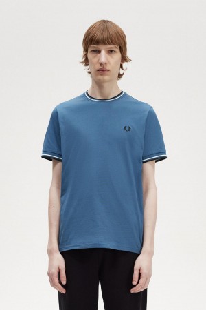 T Shirts Fred Perry Twin Tipped Homme Bleu | FRCIF30798