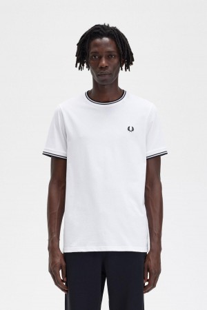 T Shirts Fred Perry Twin Tipped Homme Blanche | FRICD39321