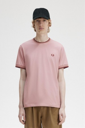 T Shirts Fred Perry Twin Tipped Homme Rose Rose | UFRTG10861