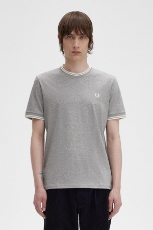 T Shirts Fred Perry Twin Tipped Homme Steel Marl | FRNEJ65964