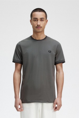 T Shirts Fred Perry Twin Tipped Homme Vert | FFRUI59815