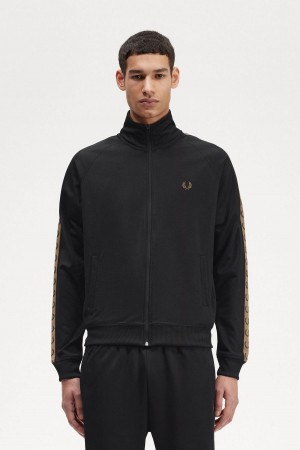 Veste de Survêtement Fred Perry Contrast Tape Homme Noir | ZFRMJ34267