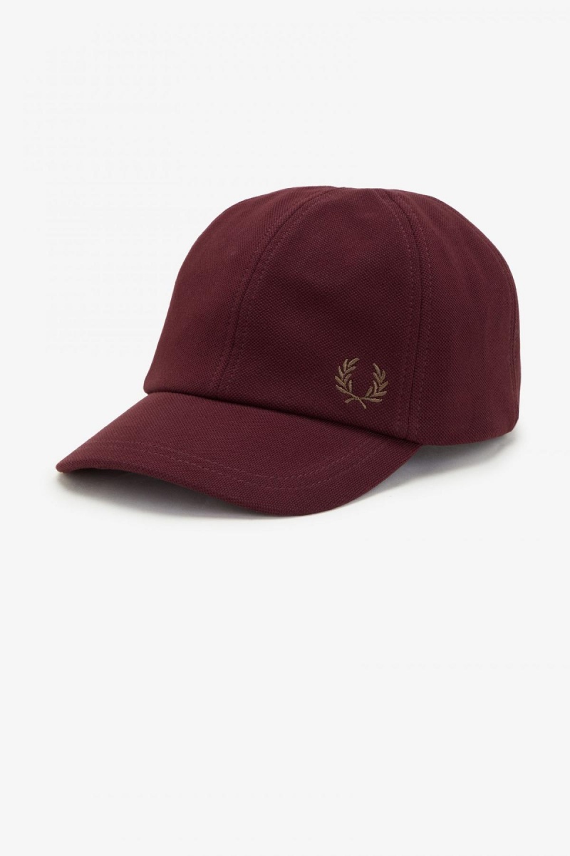 Casquette Fred Perry Classiche Piqué Accessories Oxblood / Shaded Stone | UFRND80929