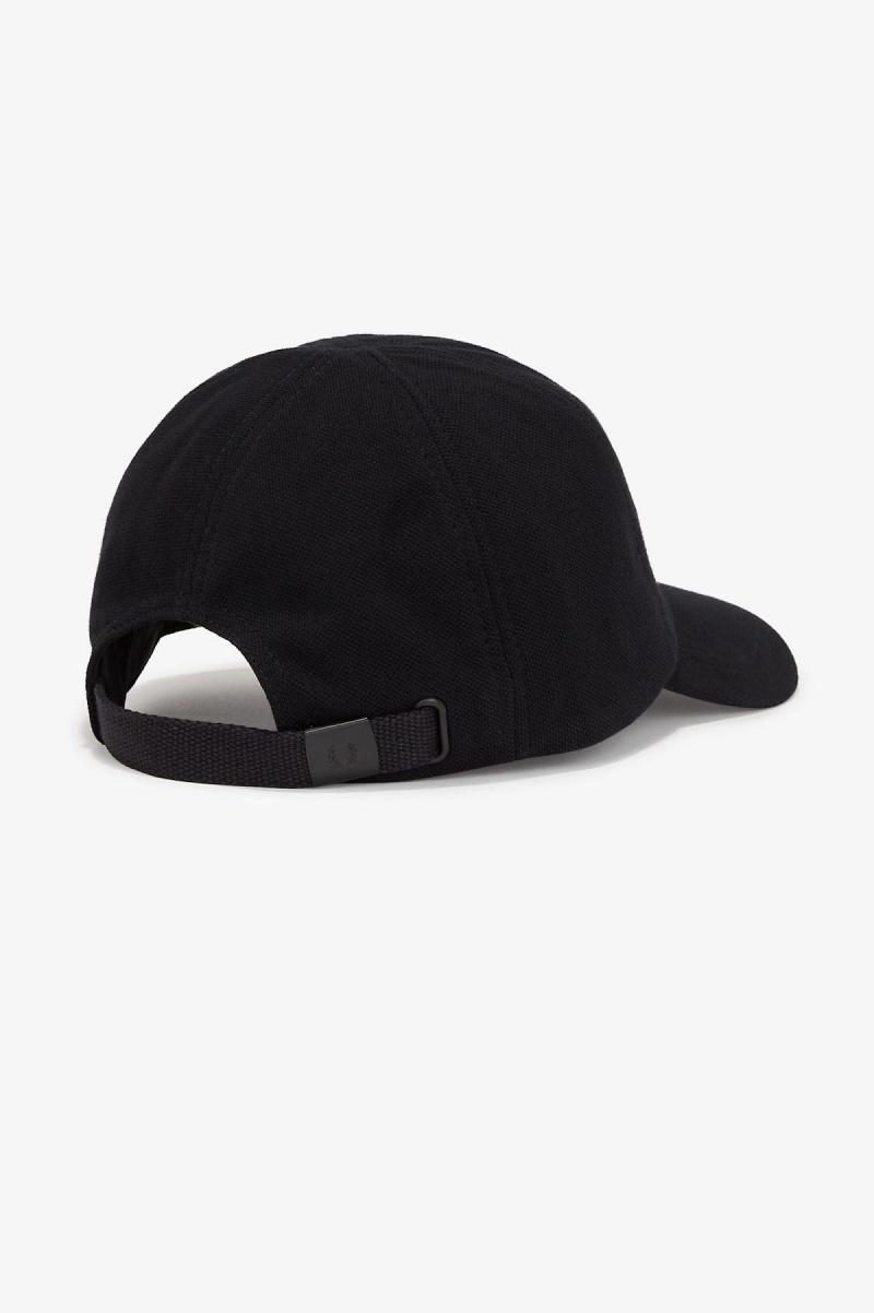 Casquette Fred Perry Classiche Piqué Accessories Noir Blanche | FRQAV88344