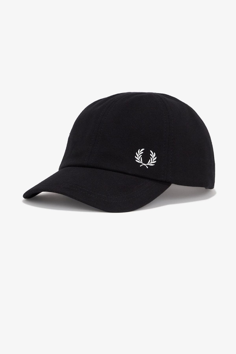 Casquette Fred Perry Classiche Piqué Accessories Noir Blanche | FRQAV88344