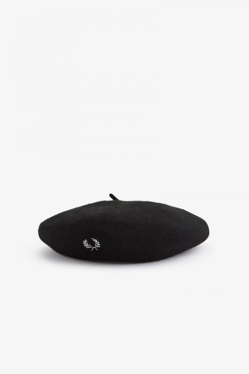 Chapeau Fred Perry Beret Accessories Noir | GFRUC37748