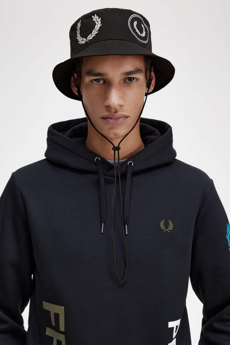 Chapeau Fred Perry Graphique Branding Bucket Accessories Noir | YFRGT98492