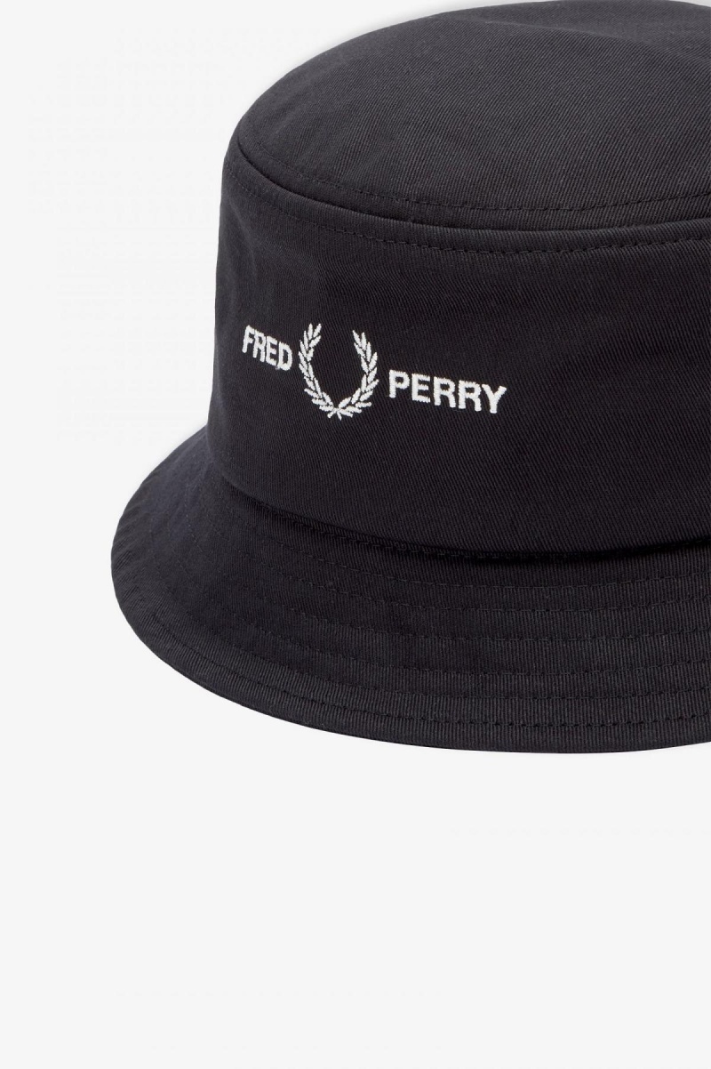 Chapeau Fred Perry Twill Graphique Branding Bucket Accessories Noir | ZFRNQ21624