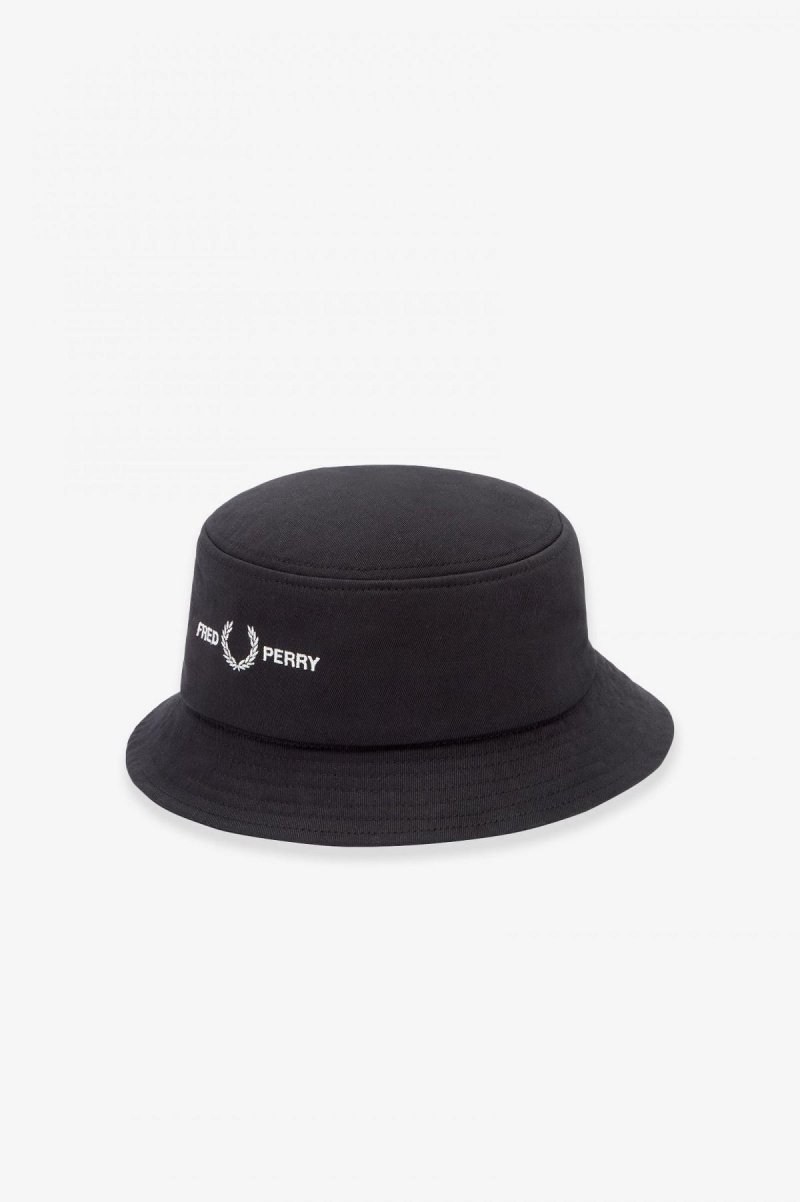 Chapeau Fred Perry Twill Graphique Branding Bucket Accessories Noir | ZFRNQ21624