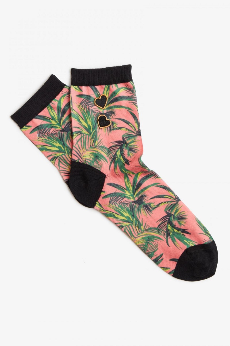 Chaussette Fred Perry Palm Print Accessories Corail | GFRUC20183