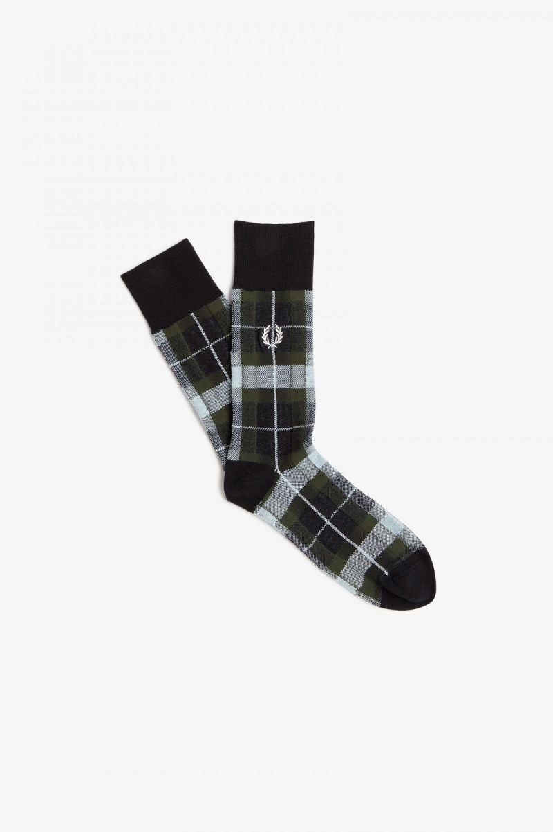 Chaussette Fred Perry Tartan Accessories Noir Blanche | QFRUV55194