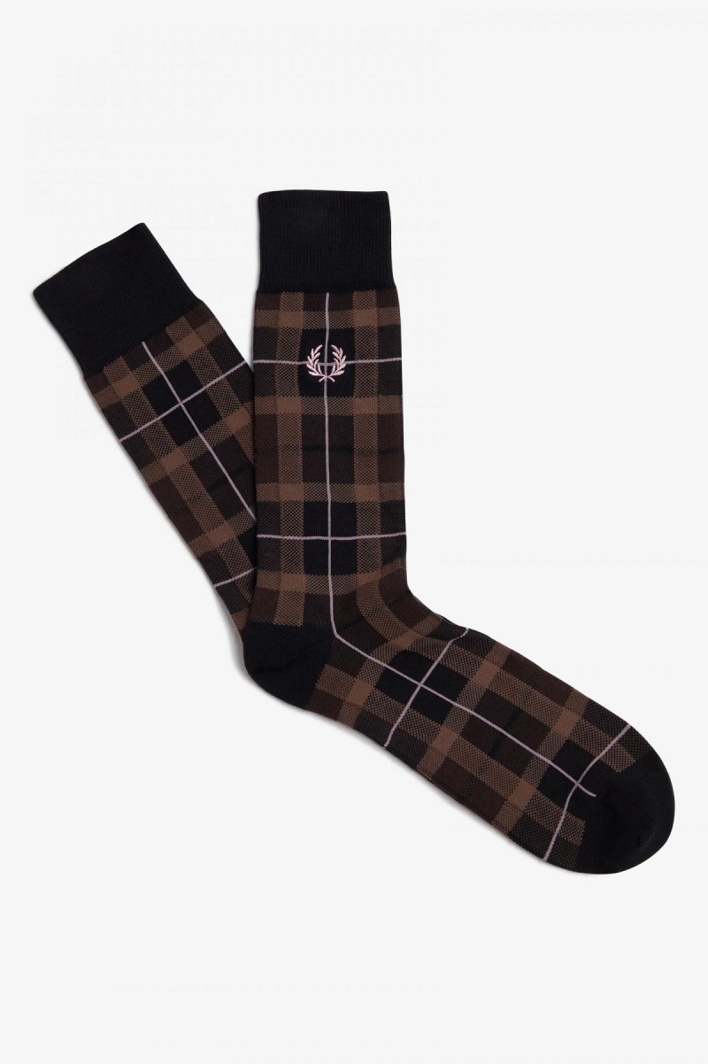 Chaussette Fred Perry Tartan Accessories Rose Foncé | QFRUV97863