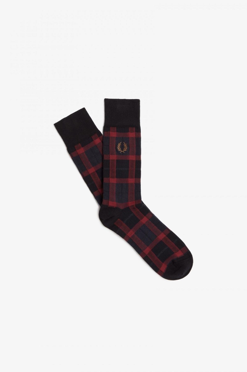 Chaussette Fred Perry Tartan Accessories Oxblood / Shaded Stone | FRJVR57014