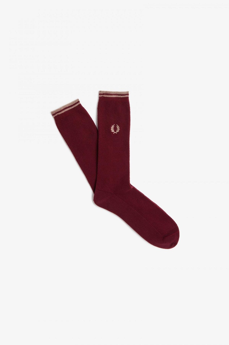 Chaussette Fred Perry Tipped Accessories Oxblood / Shaded Stone | FFRUI48877