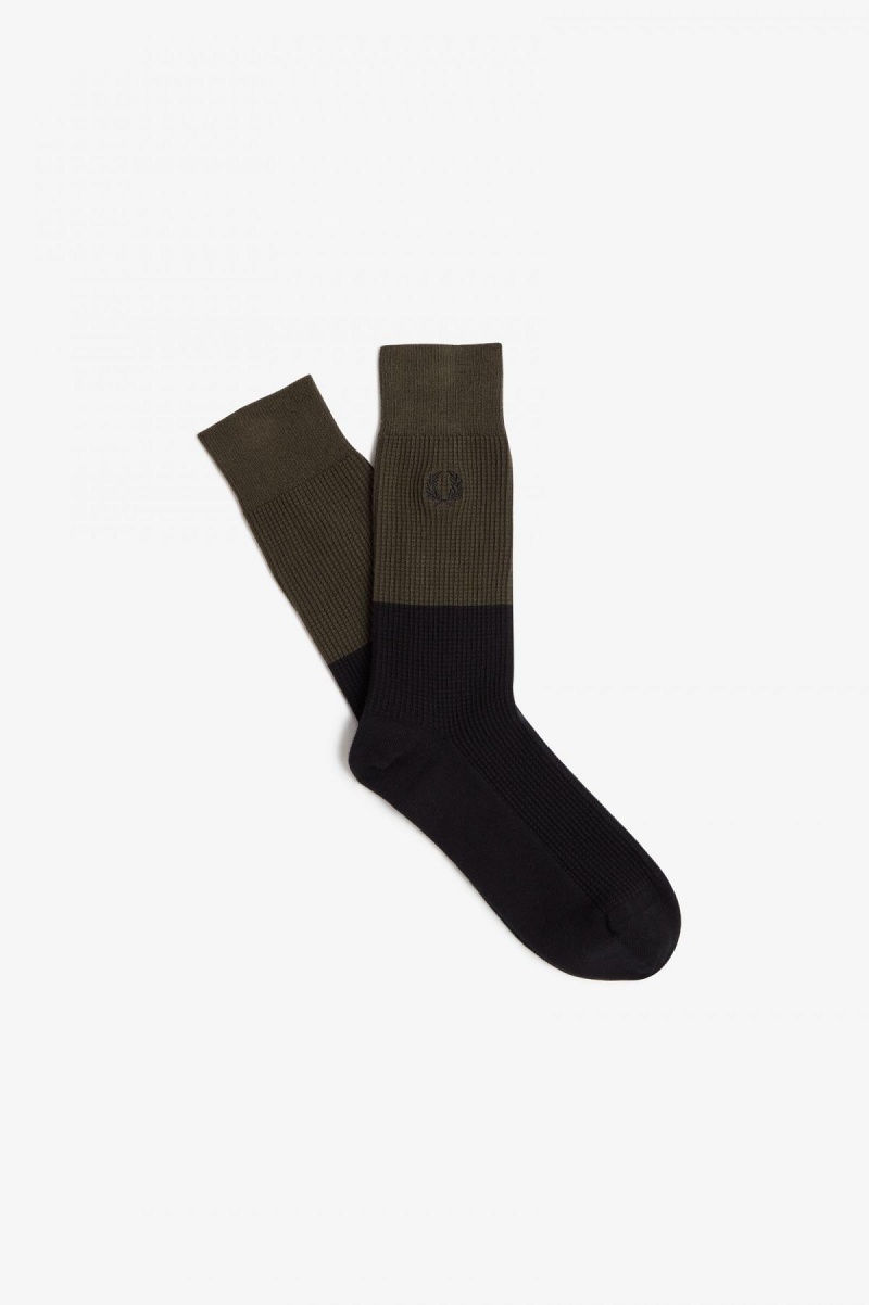 Chaussette Fred Perry Waffle Knit Accessories Vert Noir | BFRSD98522