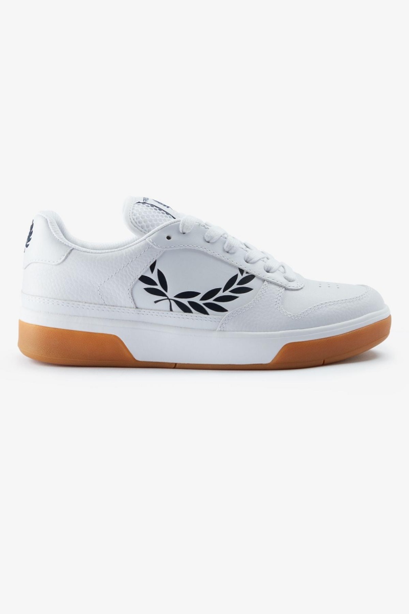 Chaussure Fred Perry B300 Homme Blanche Bleu Marine | GFREC98710