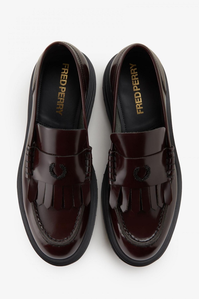 Chaussure Fred Perry Cuir Loafer Femme Oxblood | FRICD16795