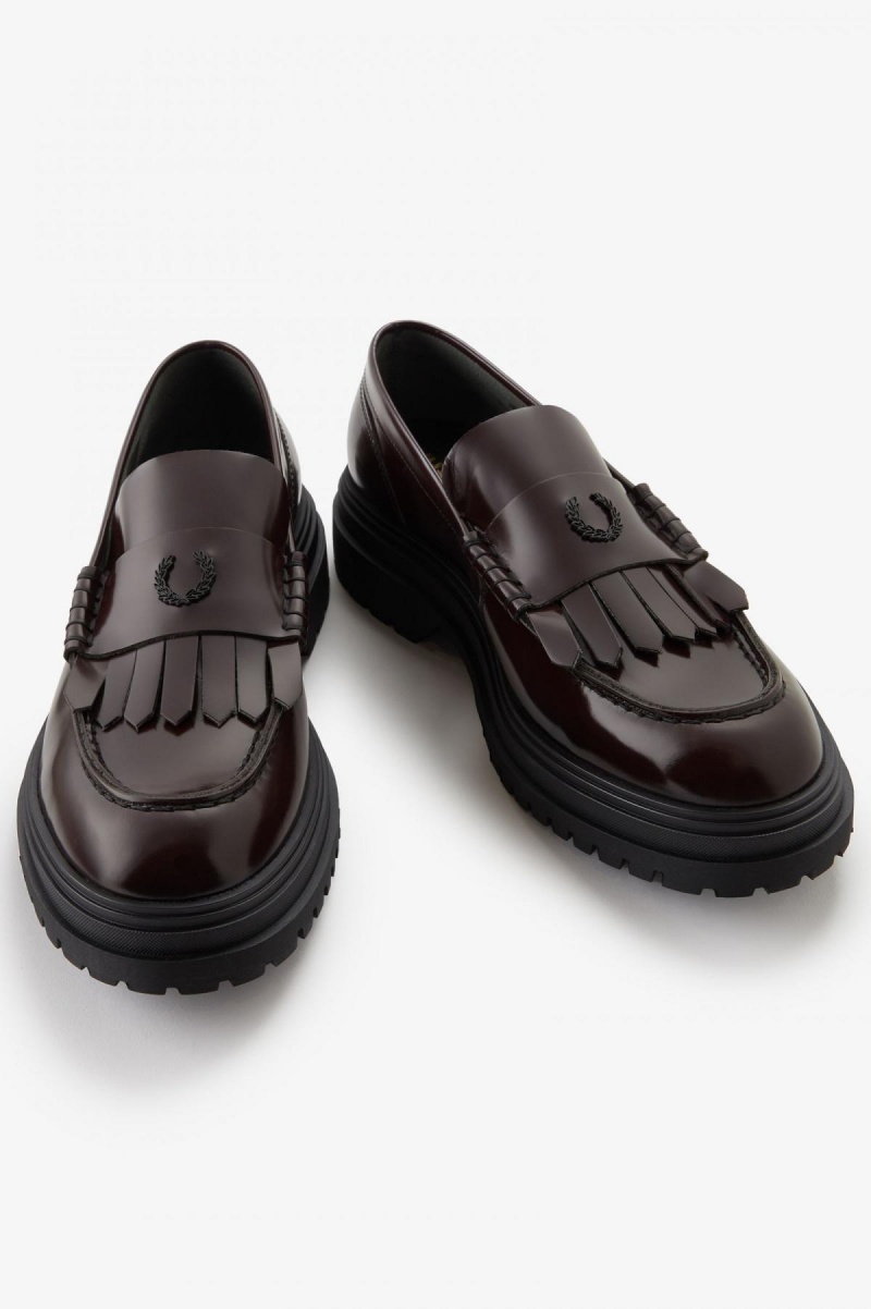 Chaussure Fred Perry Cuir Loafer Femme Oxblood | FRICD16795