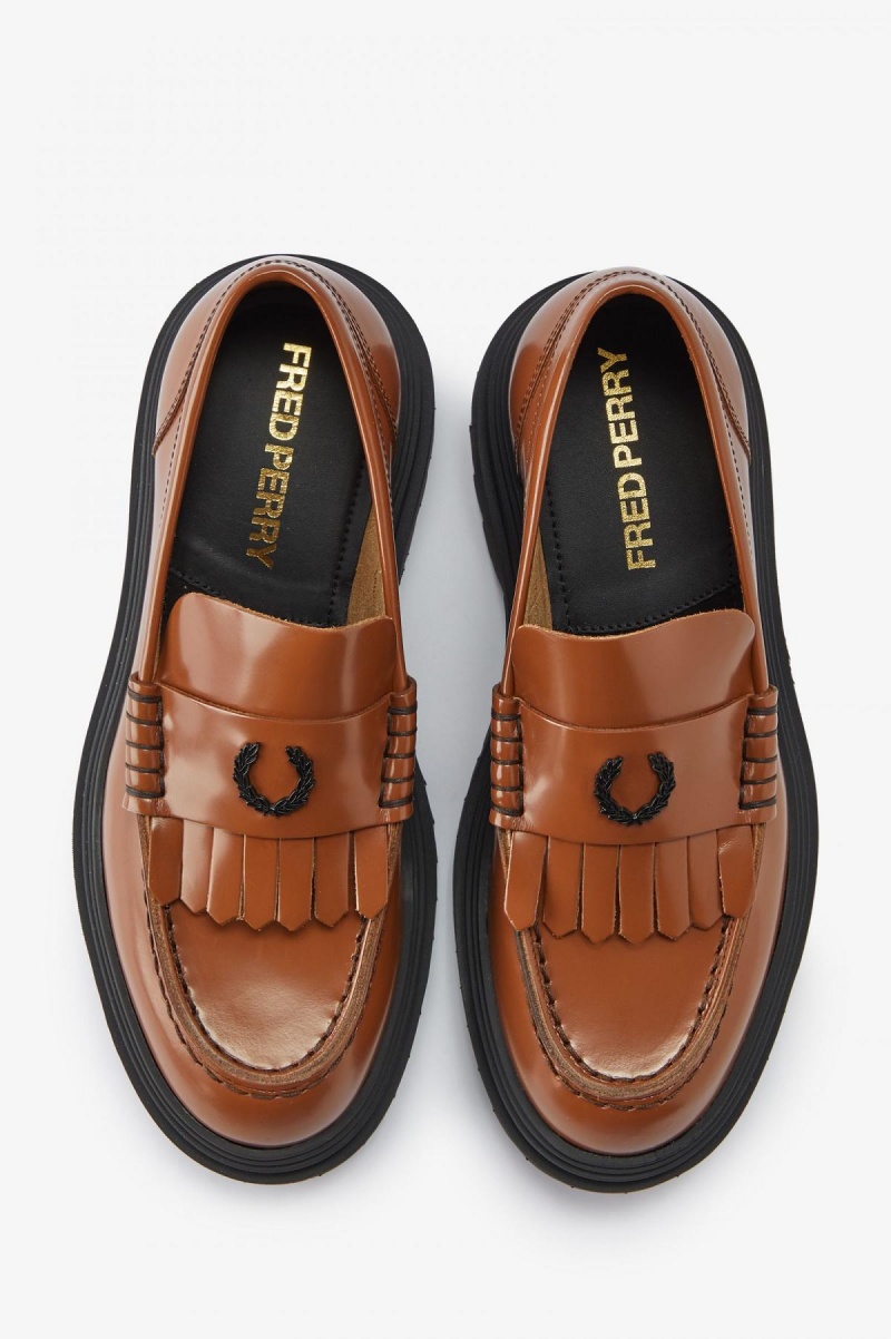 Chaussure Fred Perry Cuir Loafer Homme Tan | FREGJ90777