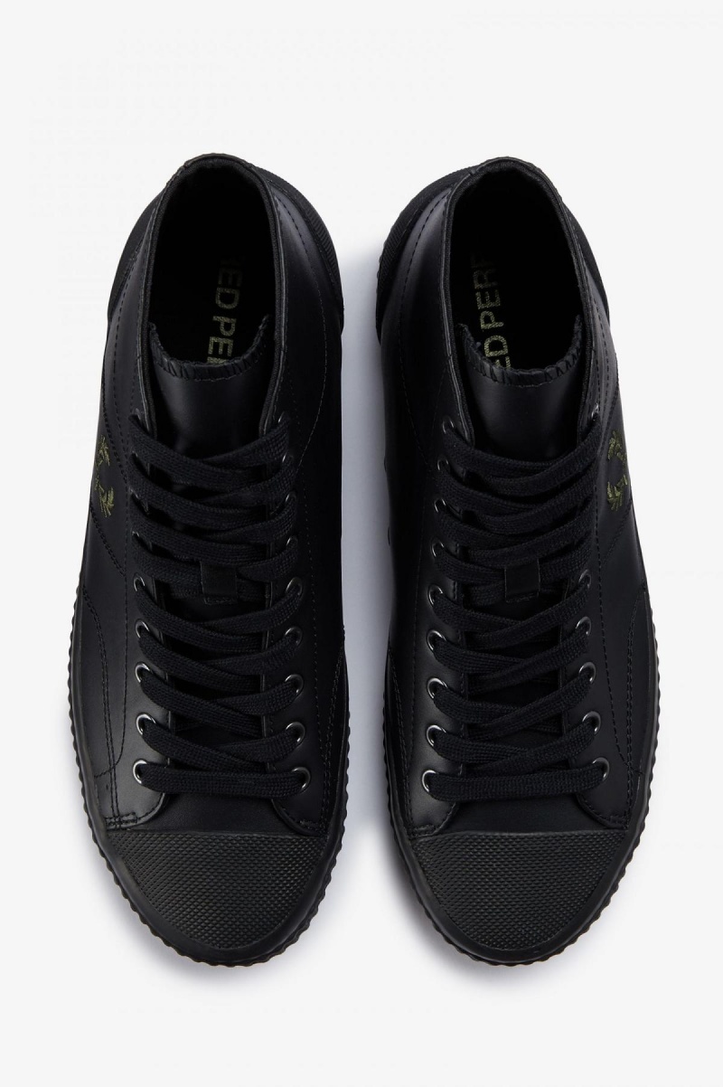 Chaussure Fred Perry Mid Hughes Homme Noir Vert | FRDFL56587