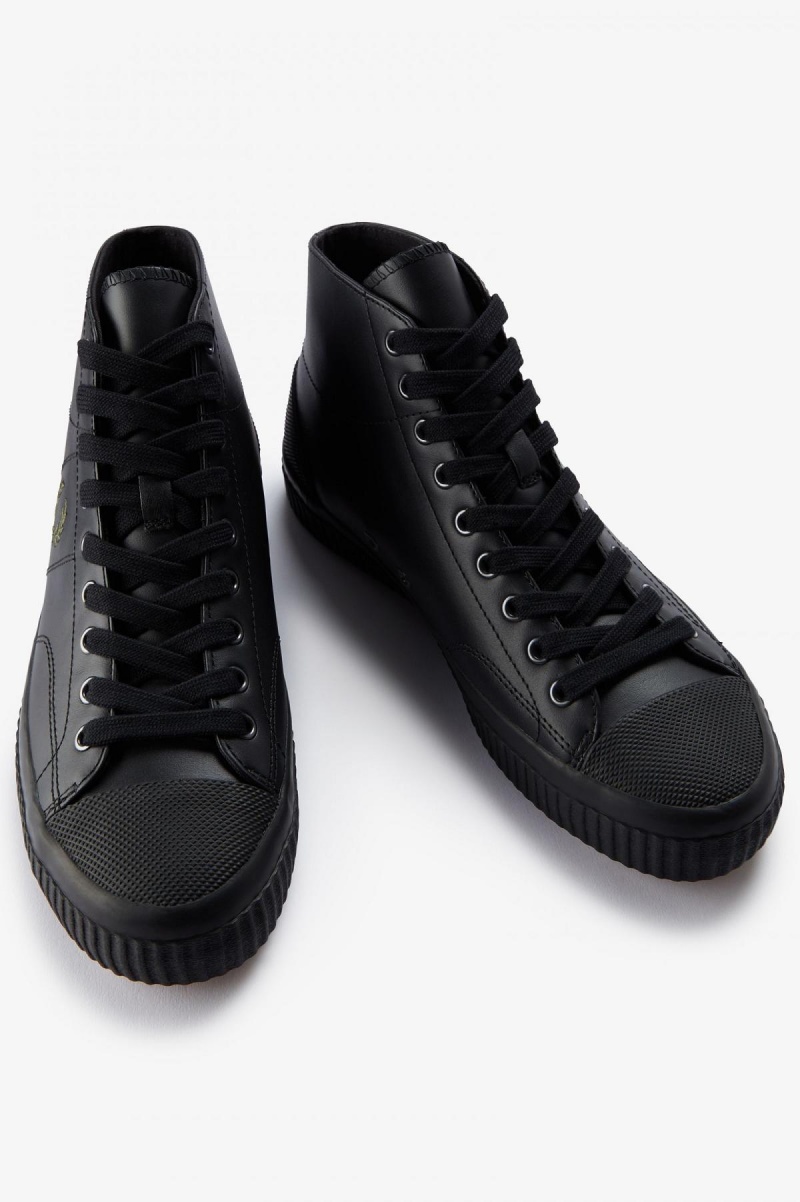 Chaussure Fred Perry Mid Hughes Homme Noir Vert | FRDFL56587