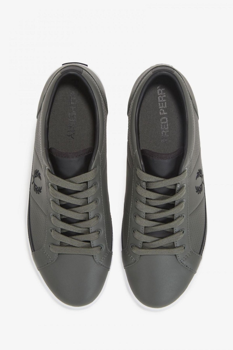 Chaussure Fred Perry Perforated Baseline Homme Vert Noir | ZFRMJ32899