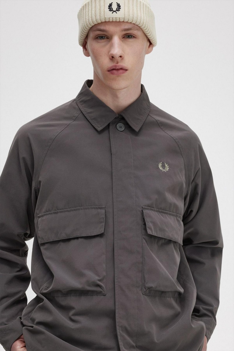 Chemises Fred Perry Utility Homme Gunmetal | FRDFL53935