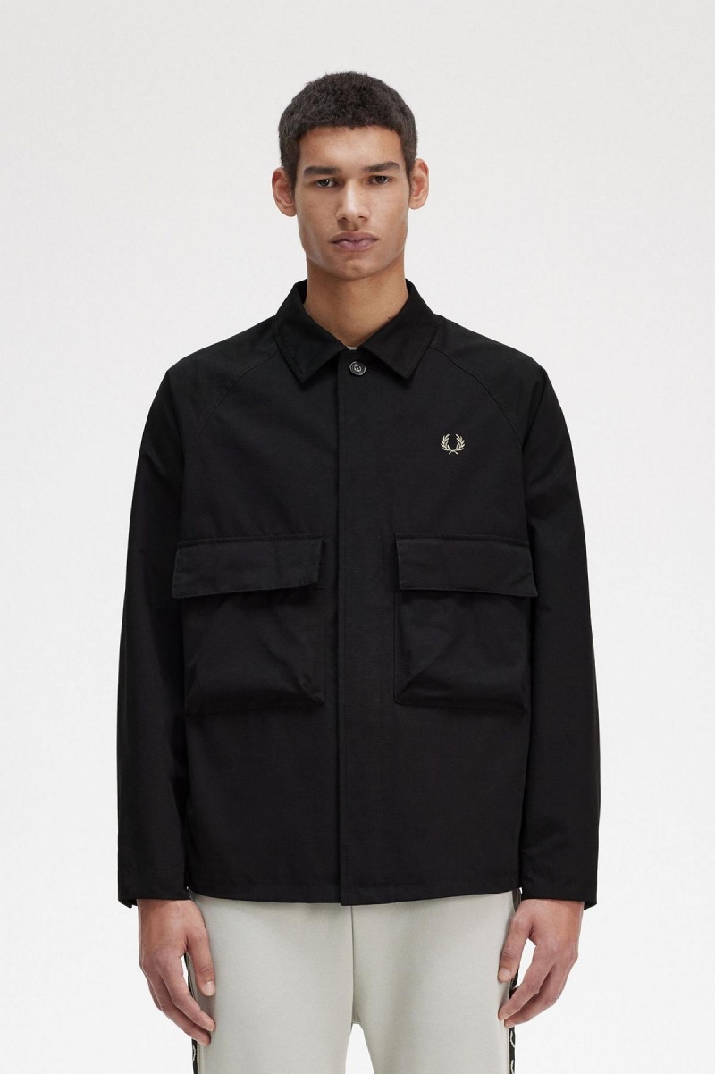 Chemises Fred Perry Utility Homme Noir | FRZDE17263