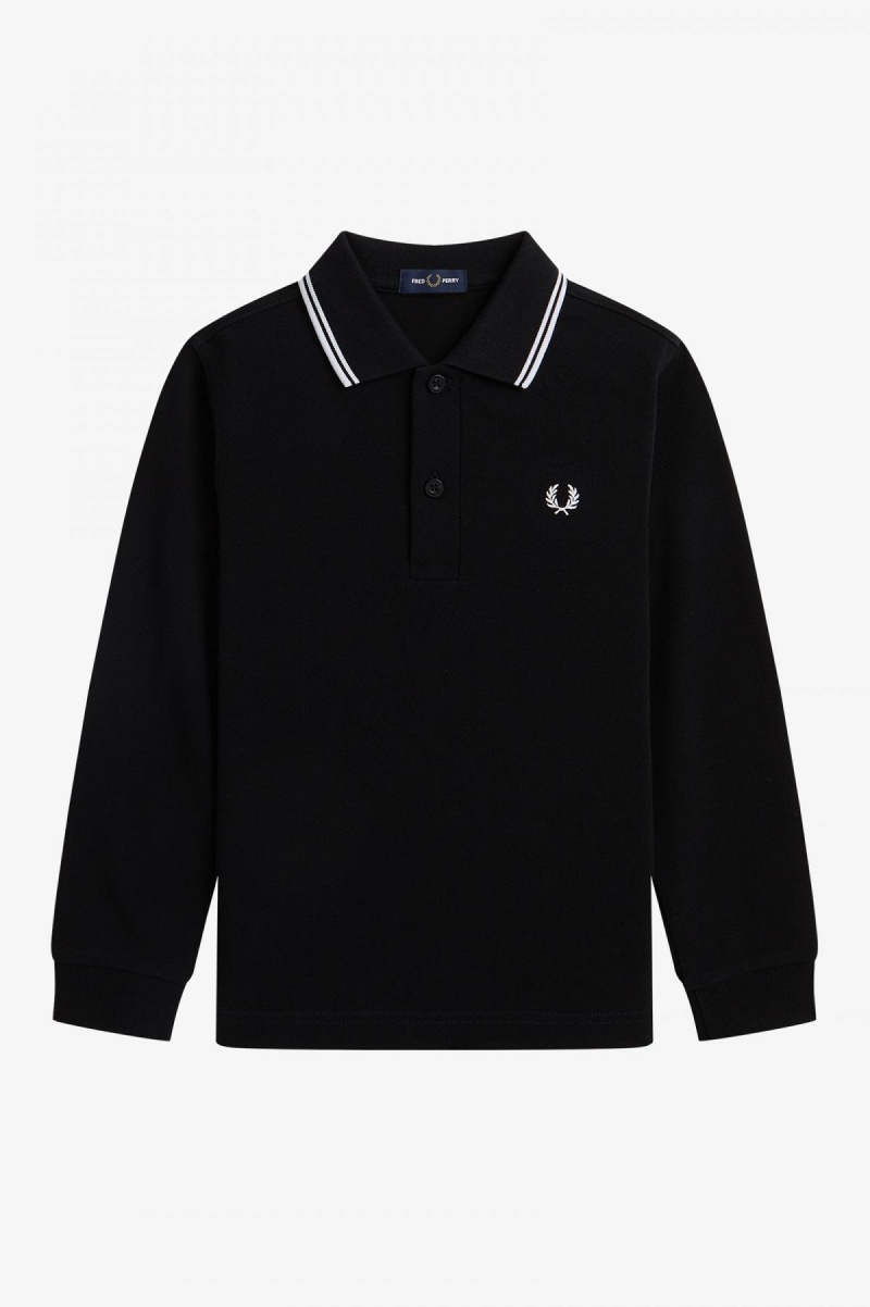 Enfant Fred Perry Kids Long Sleeve Twin Tipped Accessories Noir Blanche Blanche | FRXBR62078