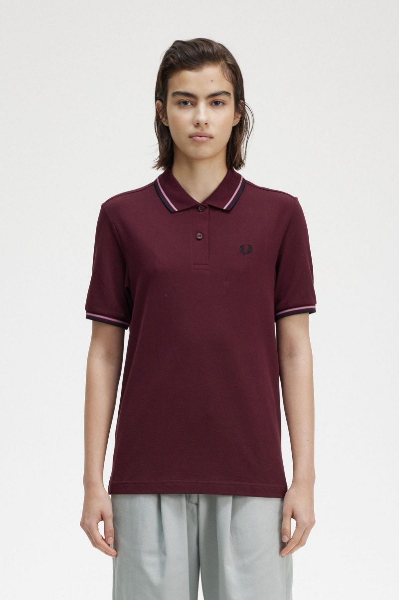 Fred Perry Shirt Fred Perry G3600 Femme Rose Rose Noir | FRFRX51229