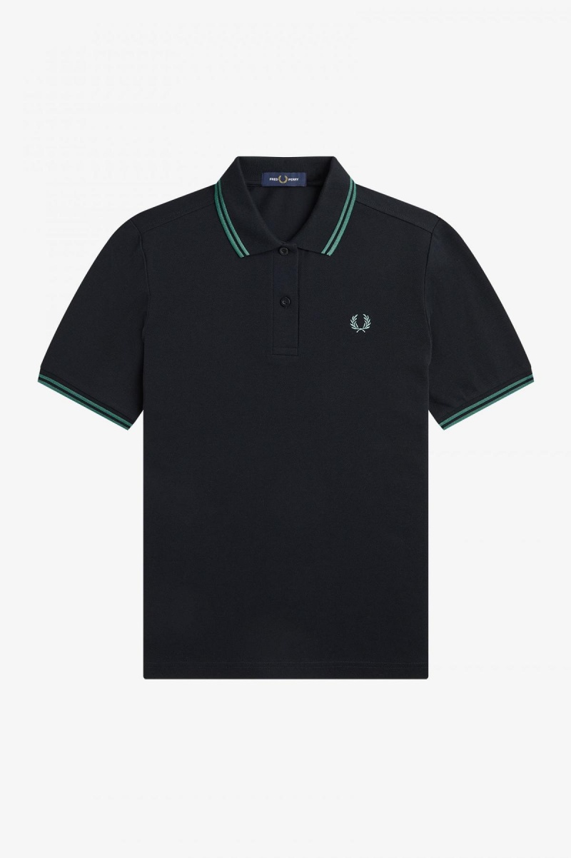 Fred Perry Shirt Fred Perry G3600 Femme Noir Menthe Foncé Menthe Foncé | PFRQX73024