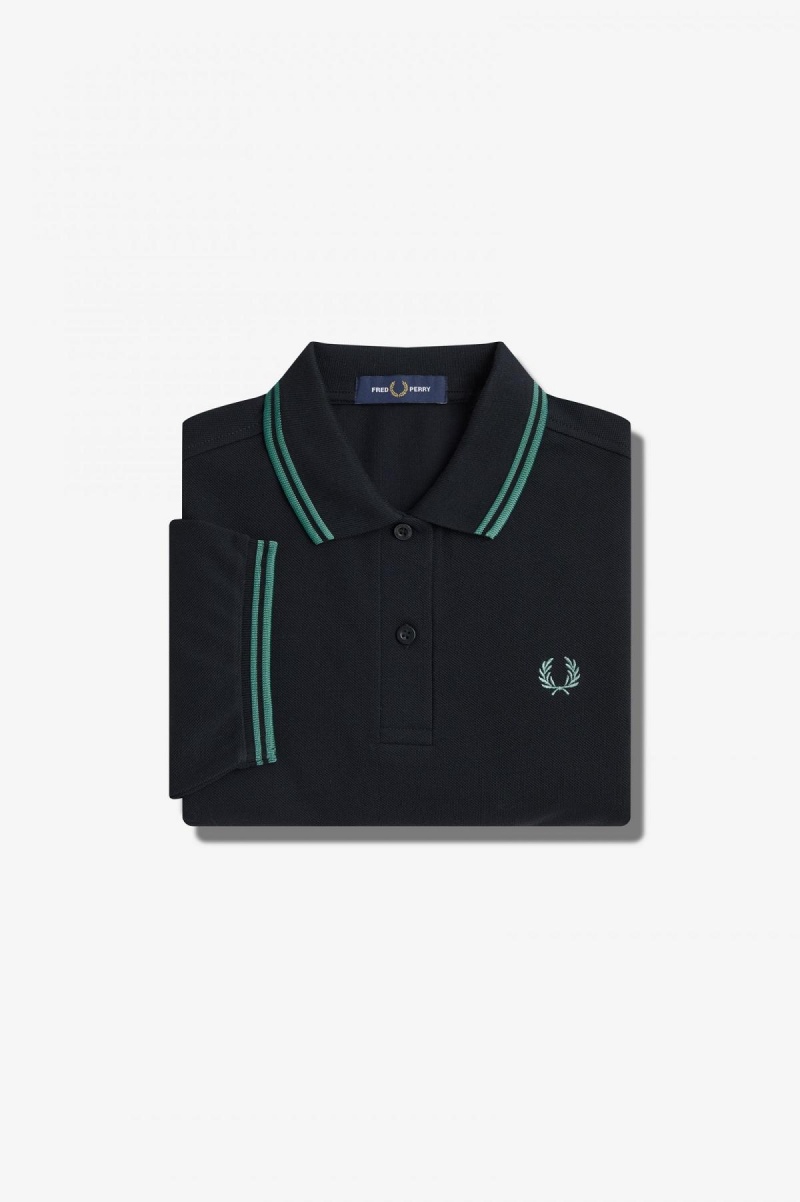 Fred Perry Shirt Fred Perry G3600 Femme Noir Menthe Foncé Menthe Foncé | PFRQX73024