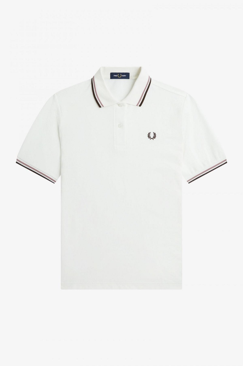 Fred Perry Shirt Fred Perry G3600 Femme Blanche Rose Foncé | FREGJ69494