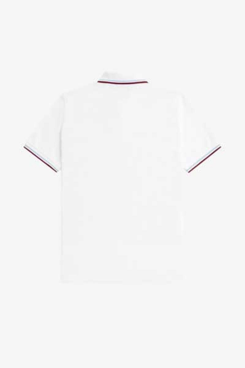 Fred Perry Shirt Fred Perry M12 Homme Blanche Bordeaux | GFRUC23918