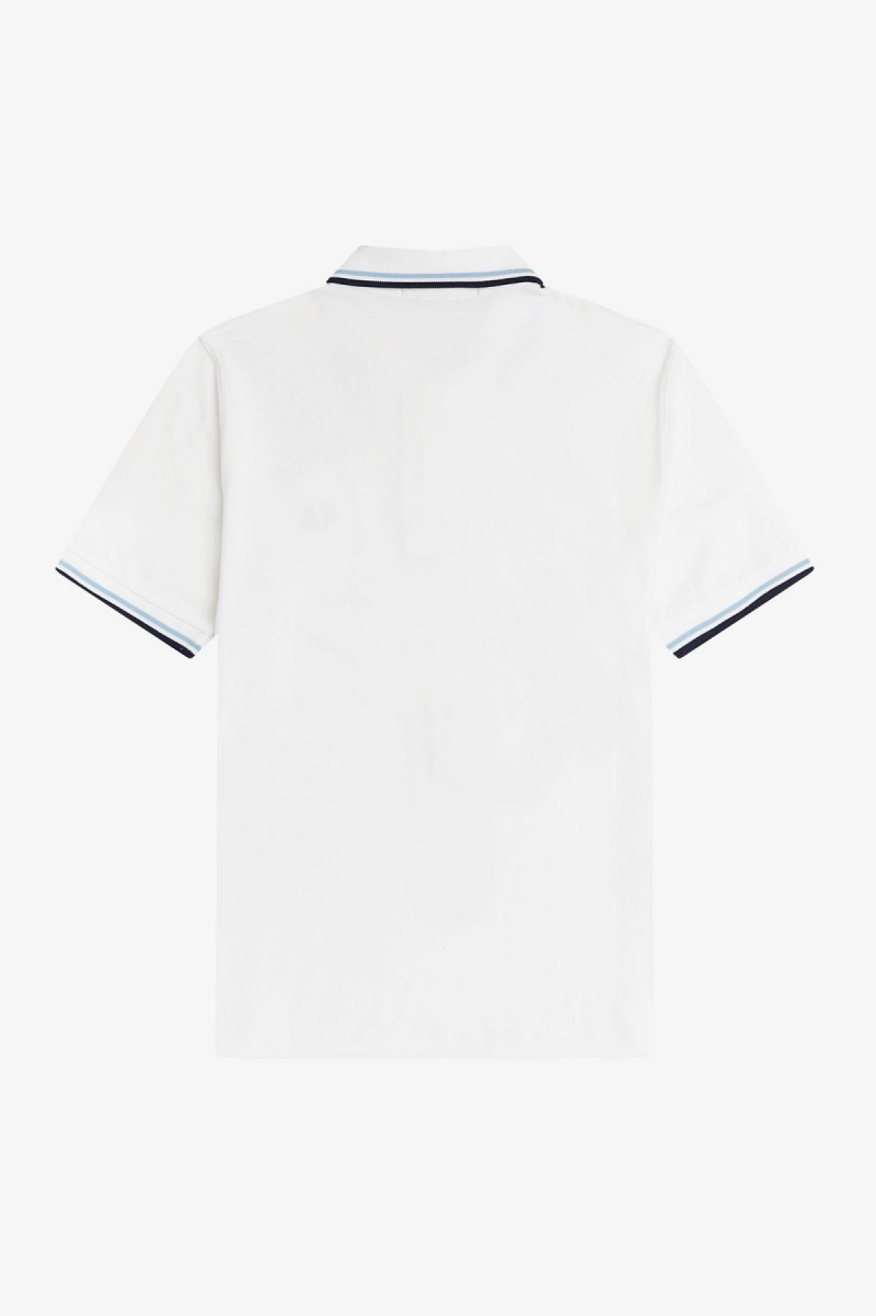 Fred Perry Shirt Fred Perry M12 Homme Blanche Bleu Marine | FREGJ52299