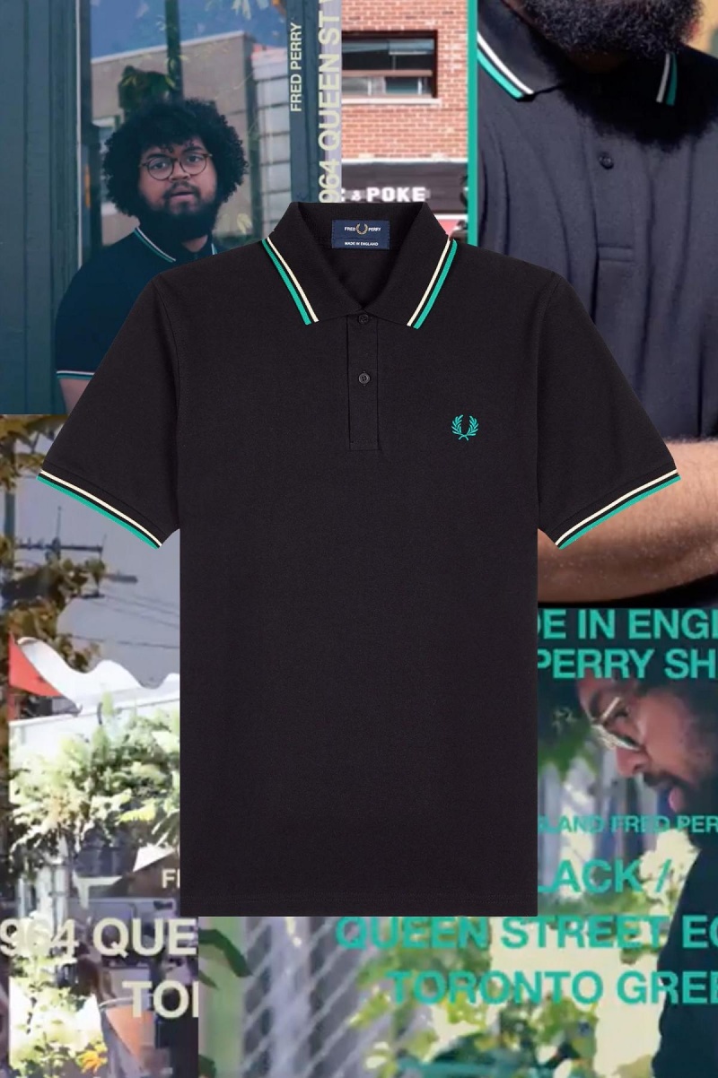 Fred Perry Shirt Fred Perry M12 Homme Noir Vert | FRXMI19041