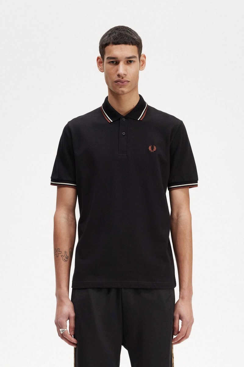 Fred Perry Shirt Fred Perry M12 Homme Noir Marron | ZFRMJ50628