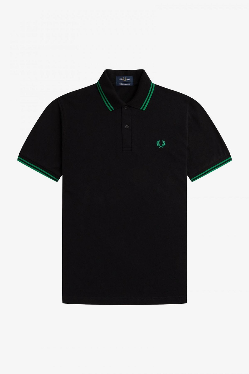 Fred Perry Shirt Fred Perry M12 Homme Noir Vert Vert | FRJZR90171