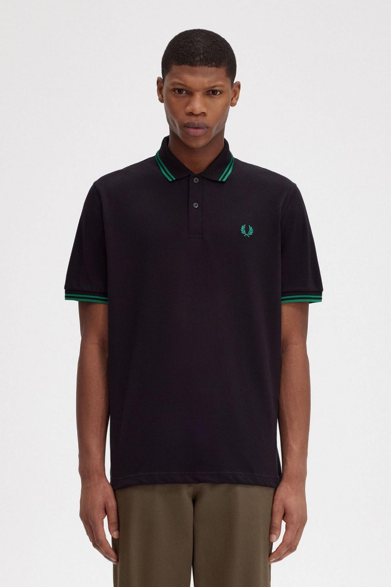 Fred Perry Shirt Fred Perry M12 Homme Noir Vert Vert | FRJZR90171