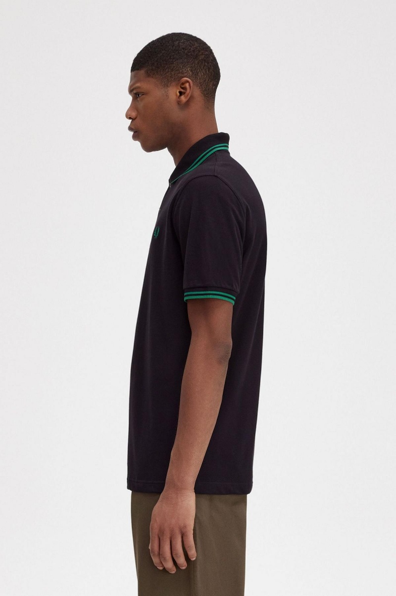 Fred Perry Shirt Fred Perry M12 Homme Noir Vert Vert | FRJZR90171