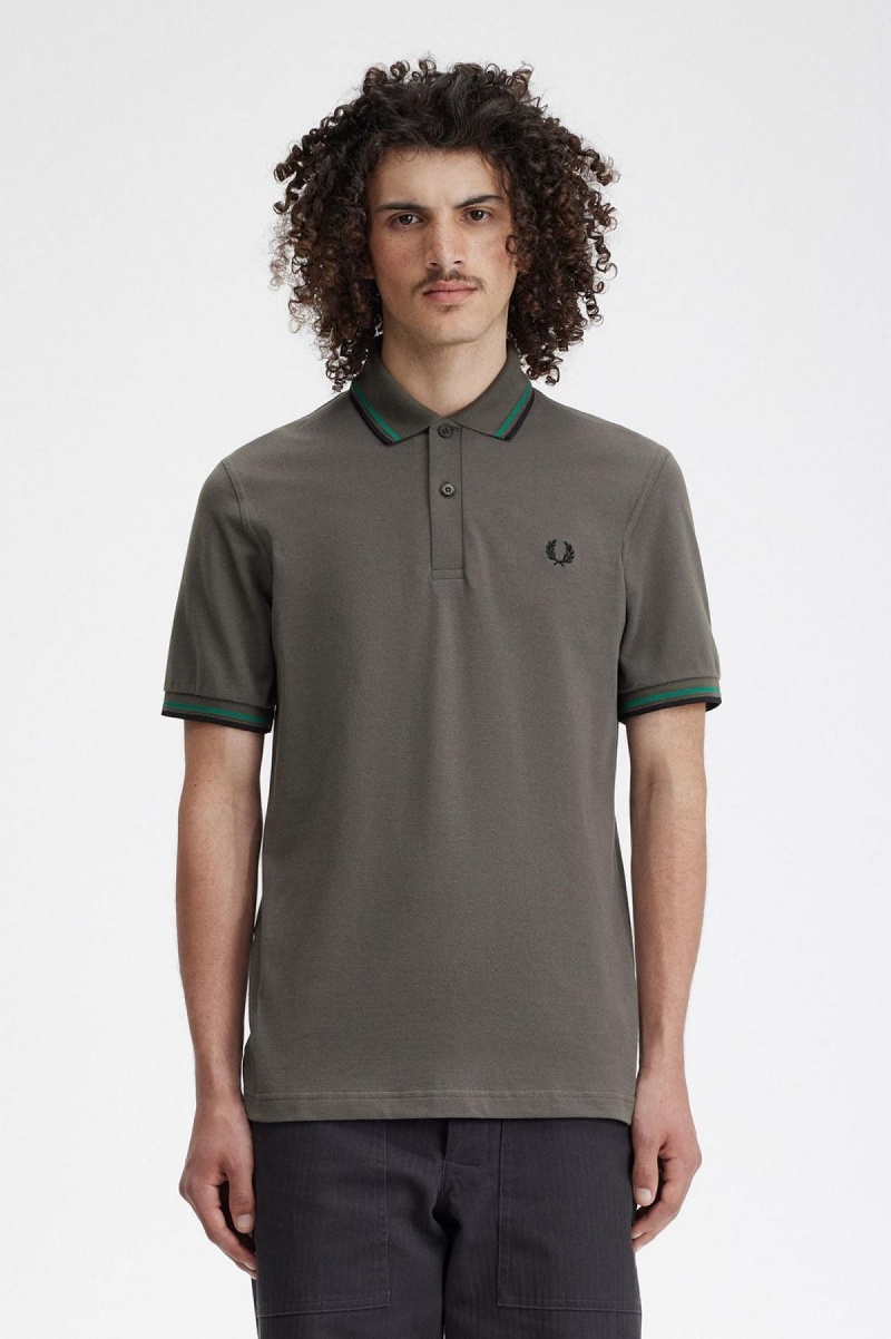 Fred Perry Shirt Fred Perry M12 Homme Vert Vert Noir | AFRWC61319