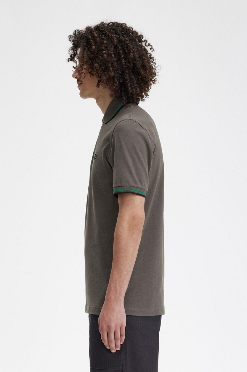 Fred Perry Shirt Fred Perry M12 Homme Vert Vert Noir | AFRWC61319