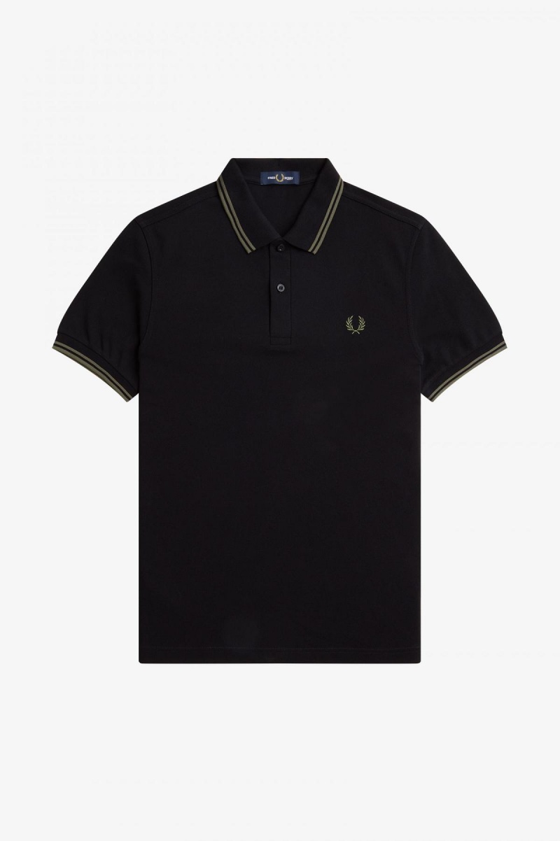 Fred Perry Shirt Fred Perry M3600 Homme Noir Vert Vert | FREGJ17348