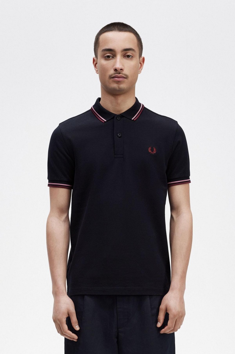 Fred Perry Shirt Fred Perry M3600 Homme Bleu Marine Rose Rose | QFRUV24628