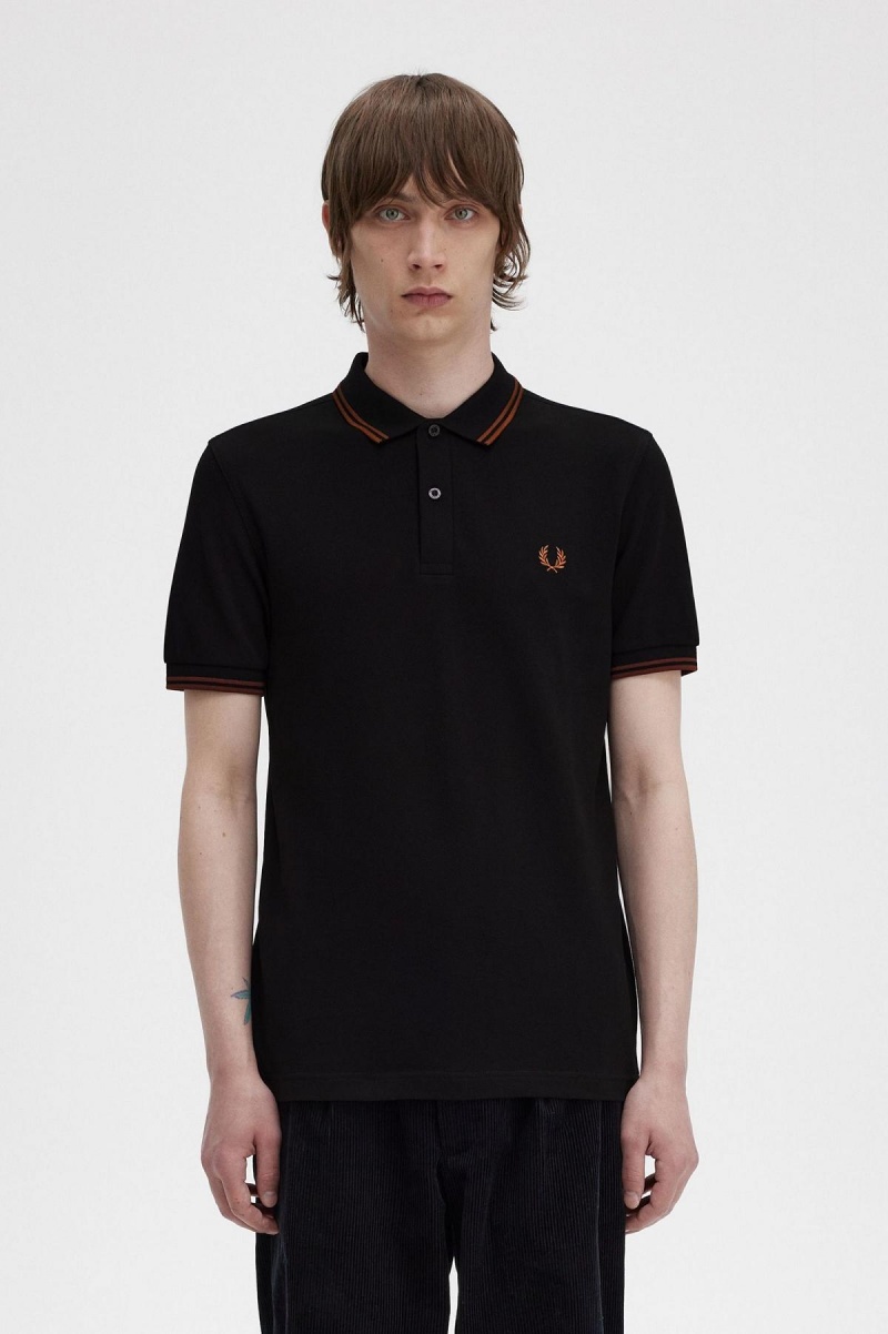 Fred Perry Shirt Fred Perry M3600 Homme Noir Marron Marron | LFRTR24348